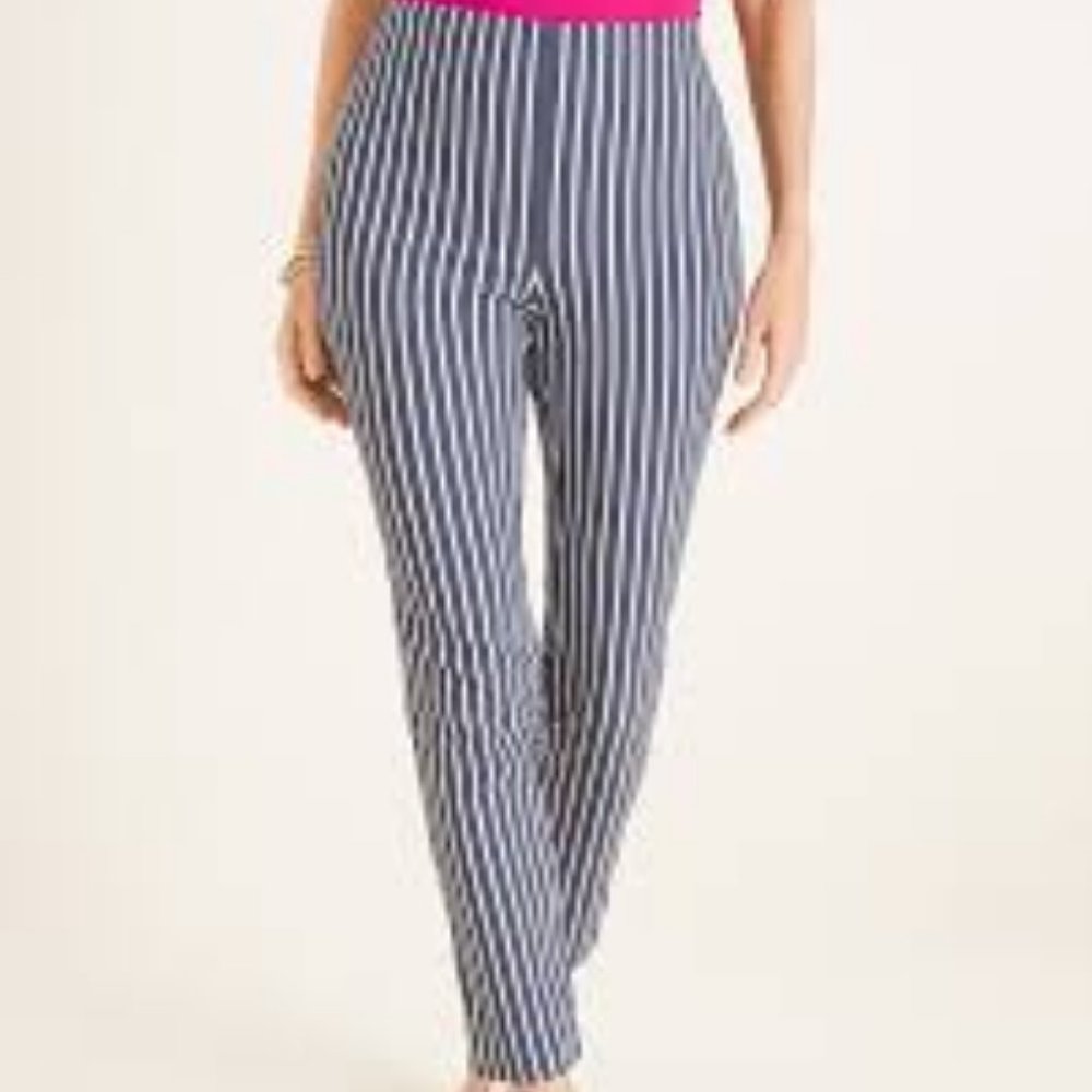 NWT Chico's BRIGITTE BLUE STRIPED ANKLE PANTS